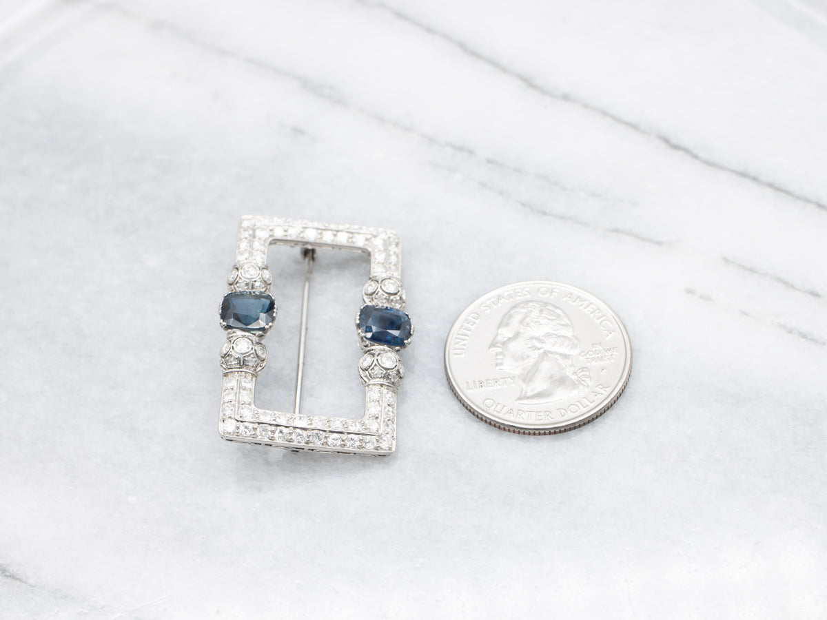 Platinum Art Deco Sapphire and Diamond Brooch