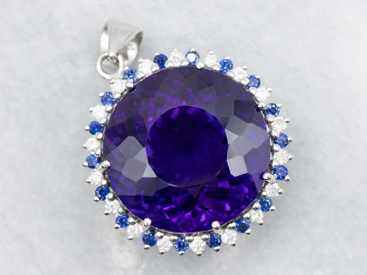 Amethyst Sapphire and Diamond Cocktail Pendant