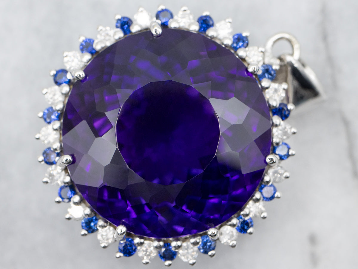 Amethyst Sapphire and Diamond Cocktail Pendant