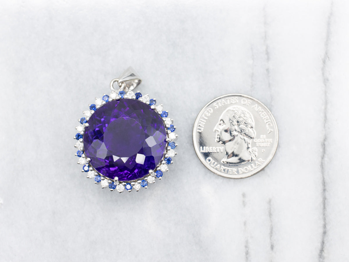 Amethyst Sapphire and Diamond Cocktail Pendant