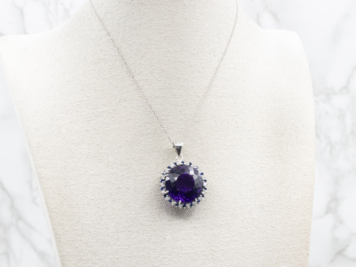 Amethyst Sapphire and Diamond Cocktail Pendant