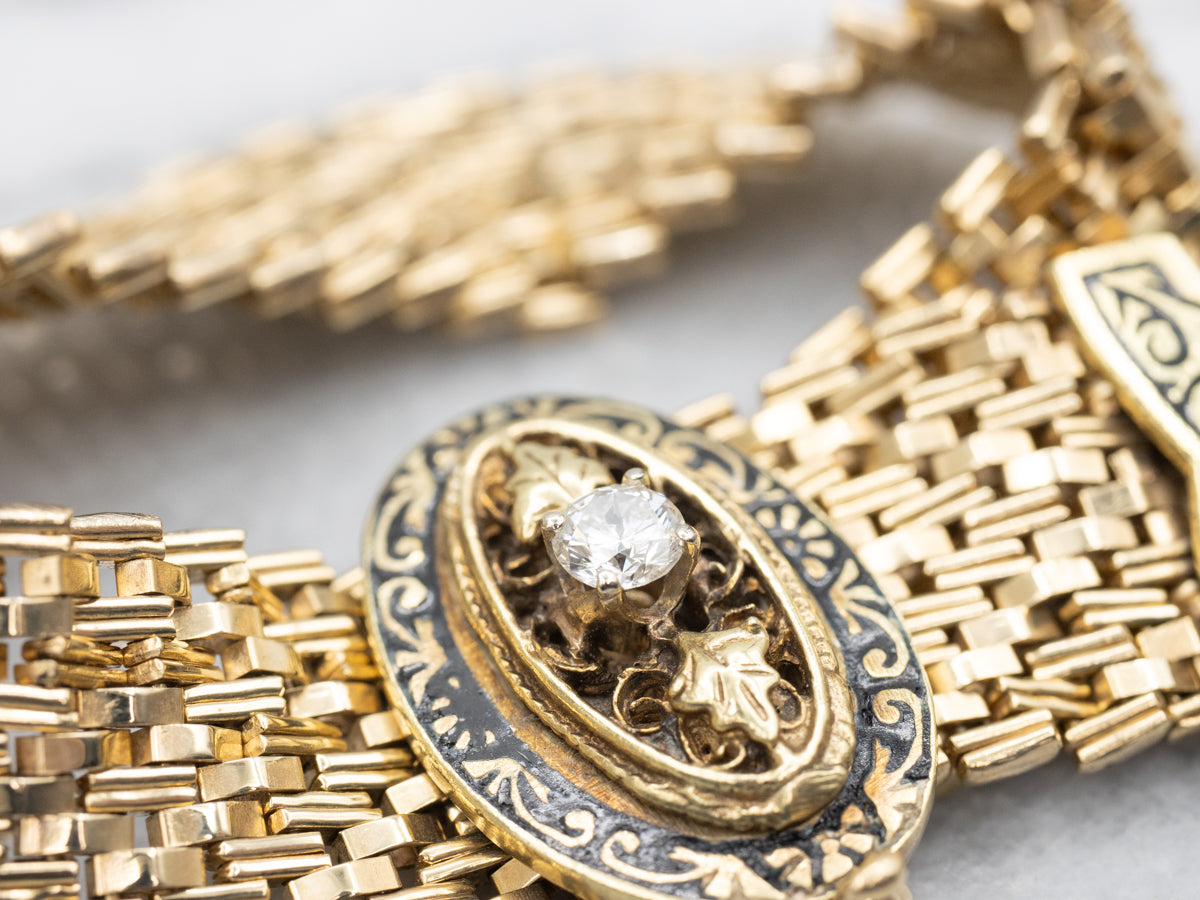 Victorian Diamond and Enamel Tassel Bracelet