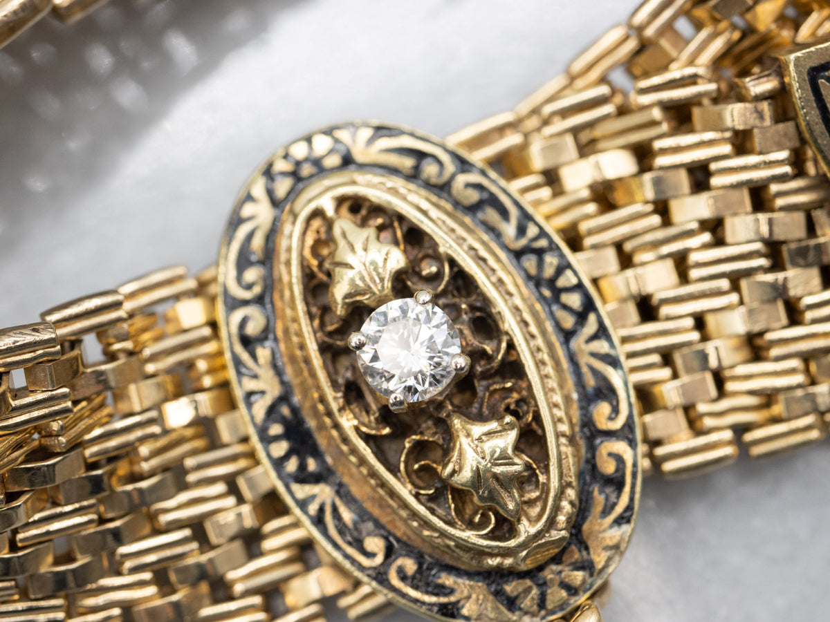 Victorian Diamond and Enamel Tassel Bracelet