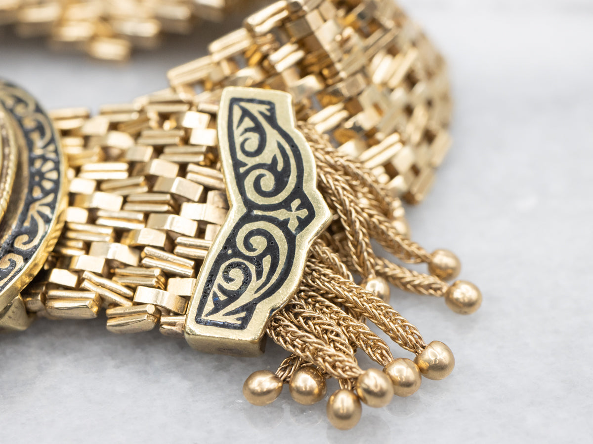 Victorian Diamond and Enamel Tassel Bracelet