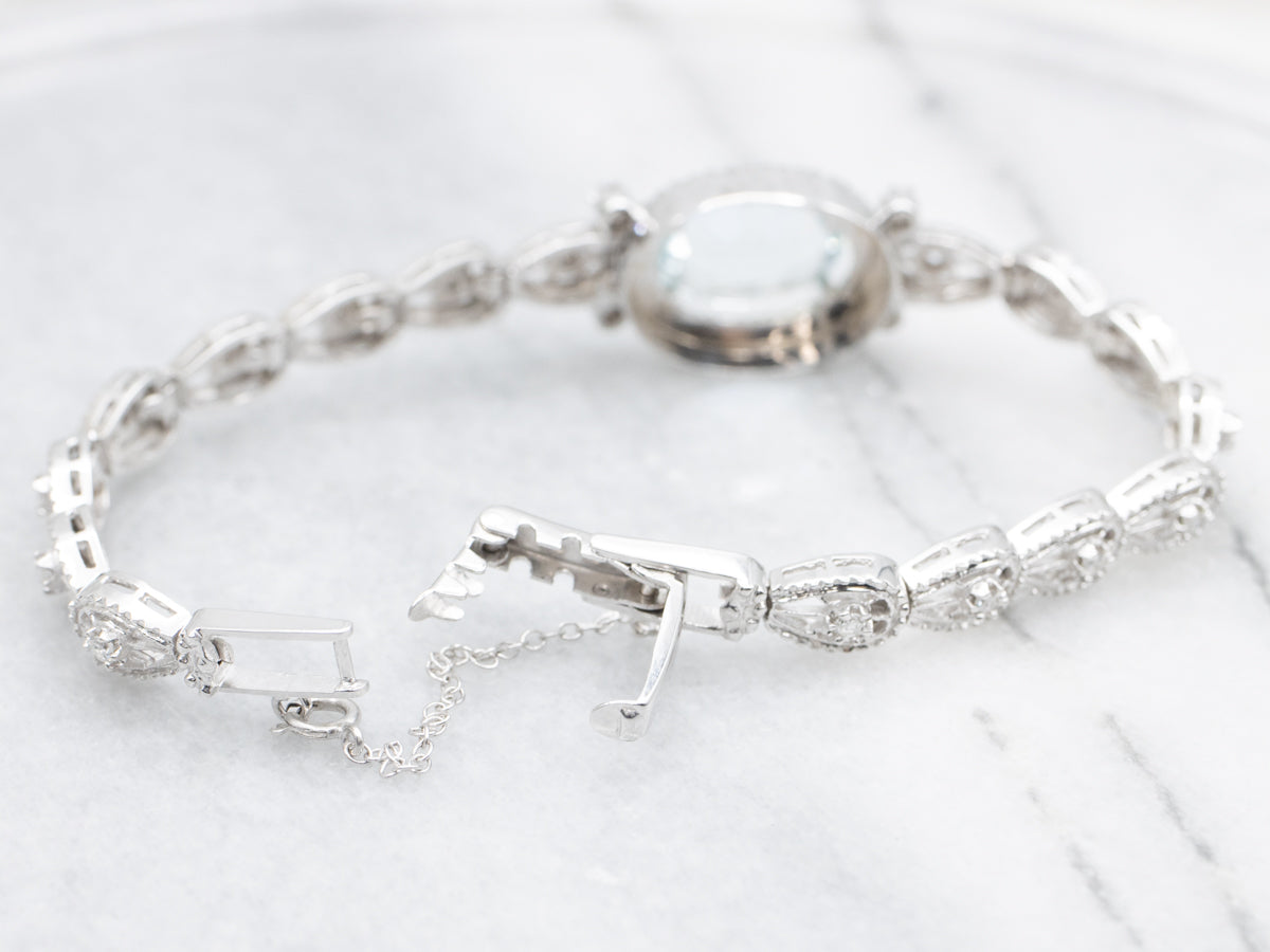 Pretty Aquamarine and Diamond Link Bracelet