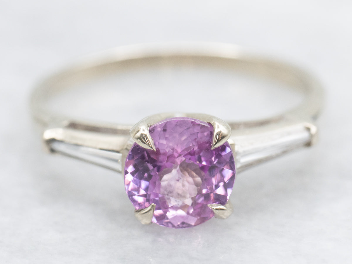 1950s Pink Sapphire and Diamond Engagement Ring