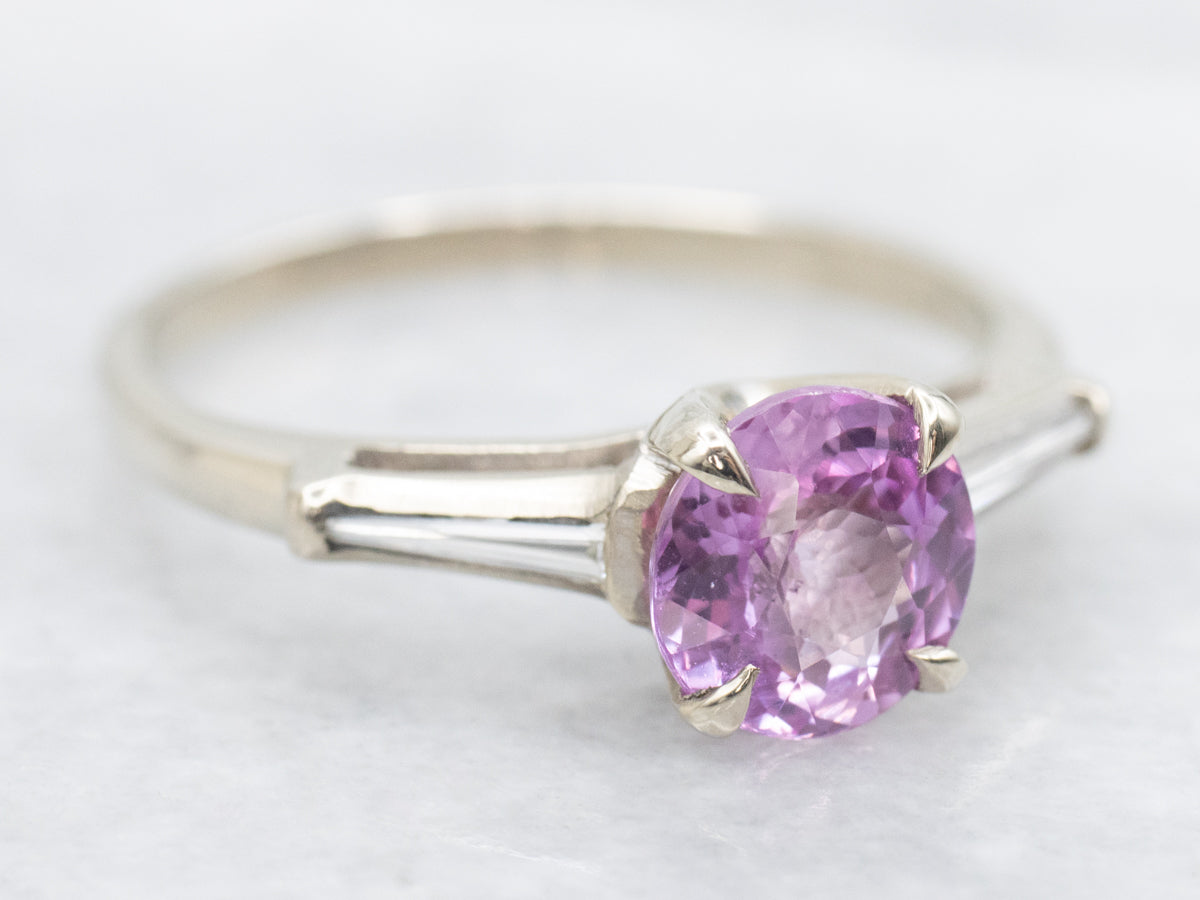 1950s Pink Sapphire and Diamond Engagement Ring