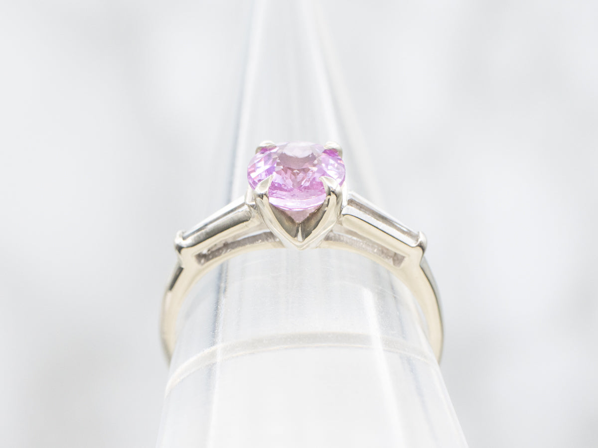 1950s Pink Sapphire and Diamond Engagement Ring