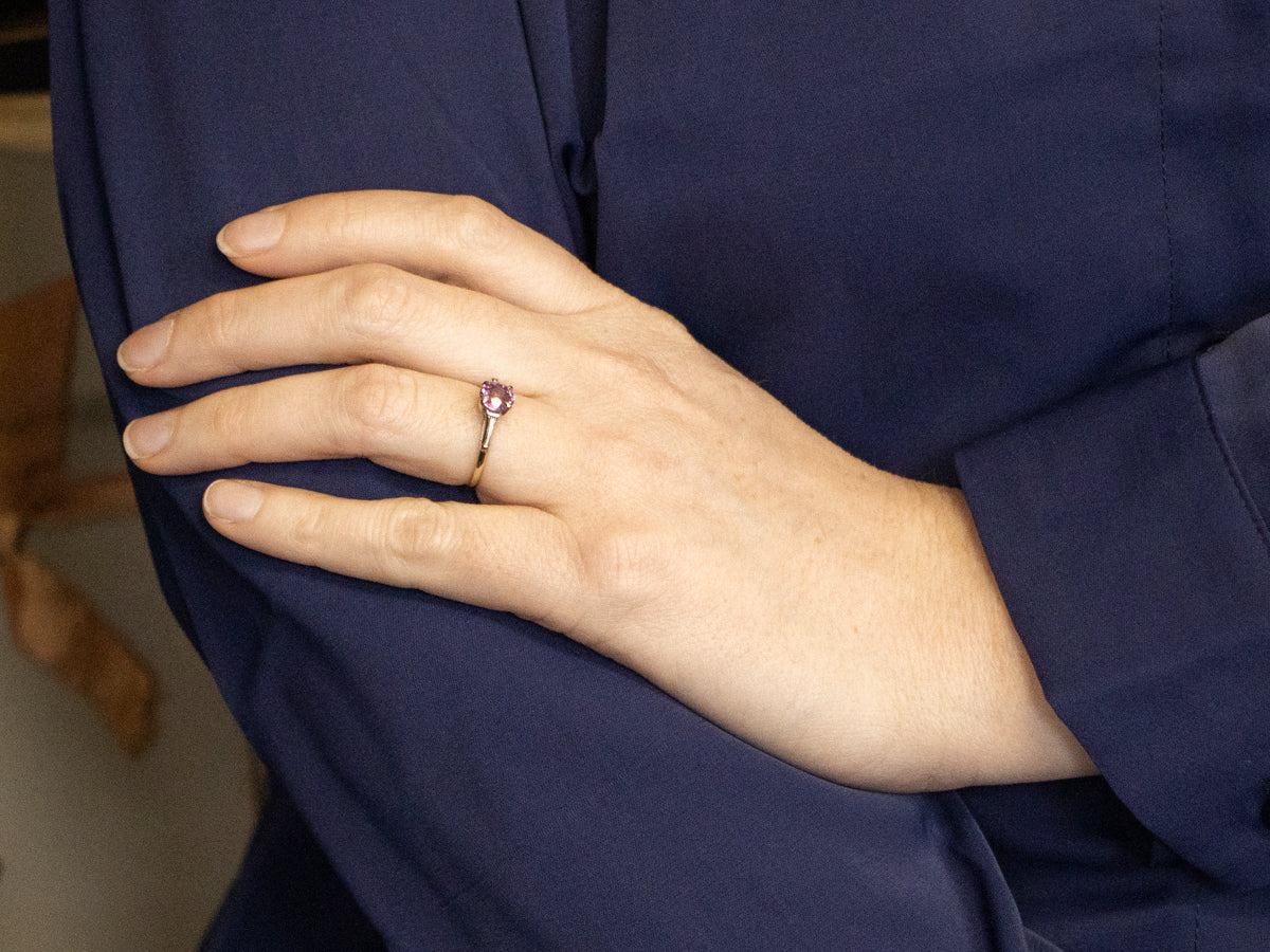 1950s Pink Sapphire and Diamond Engagement Ring