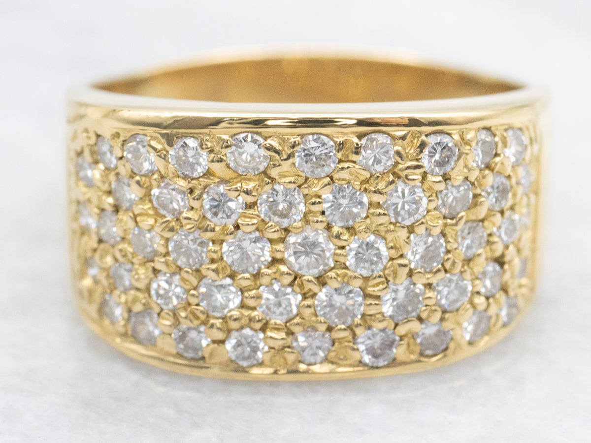 Heavy 18-Karat Gold and Diamond Statement Band