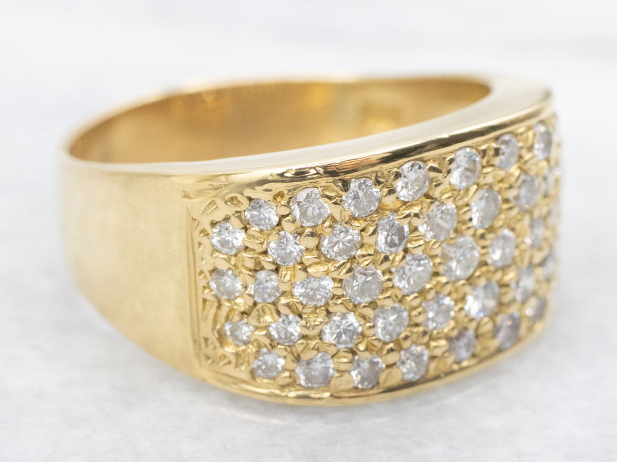 Heavy 18-Karat Gold and Diamond Statement Band