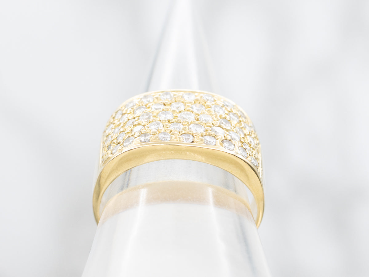Heavy 18-Karat Gold and Diamond Statement Band