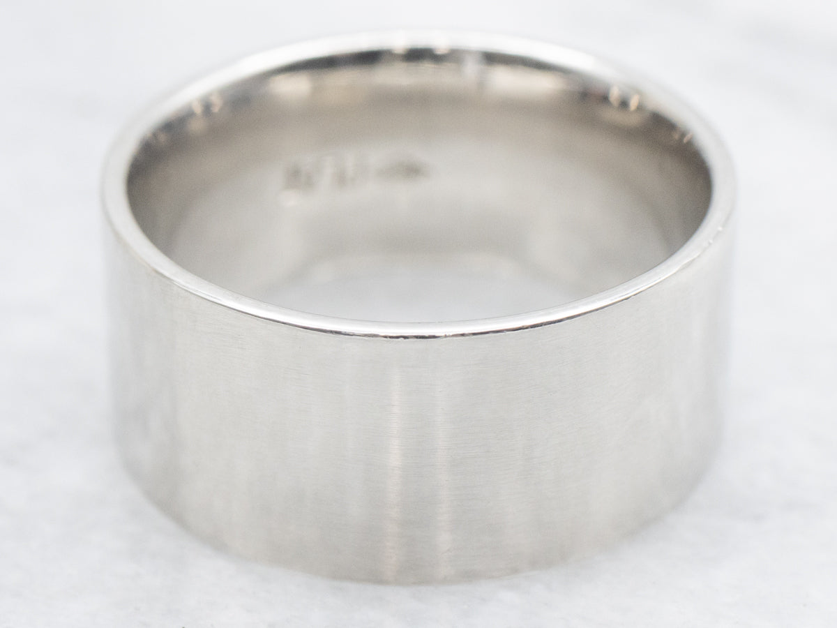 Unisex Flat Wide Platinum Band