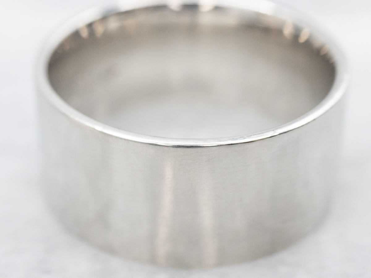 Unisex Flat Wide Platinum Band