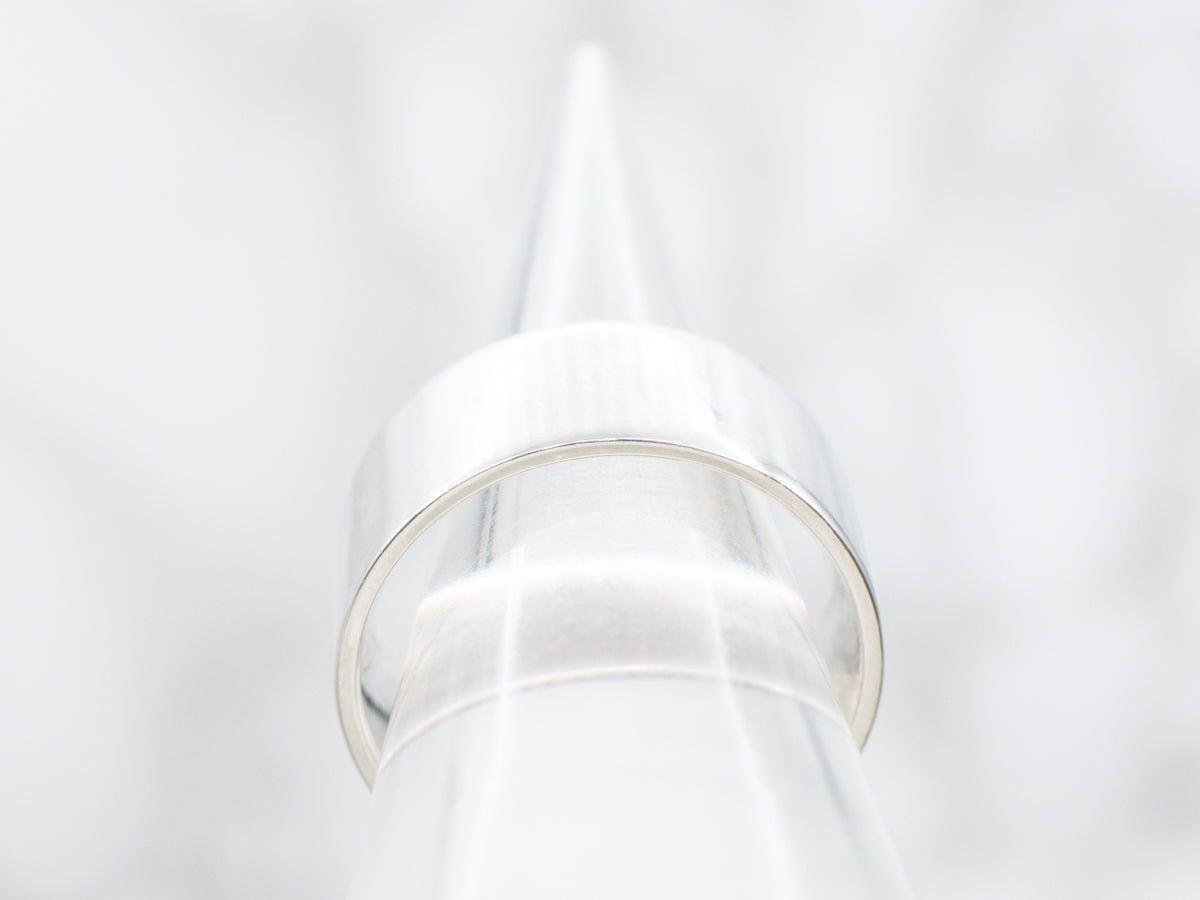 Unisex Flat Wide Platinum Band