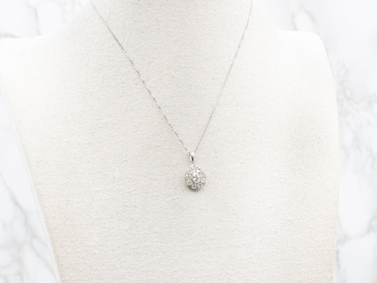 Sparkling Diamond Encrusted Tear Drop Cluster Pendant