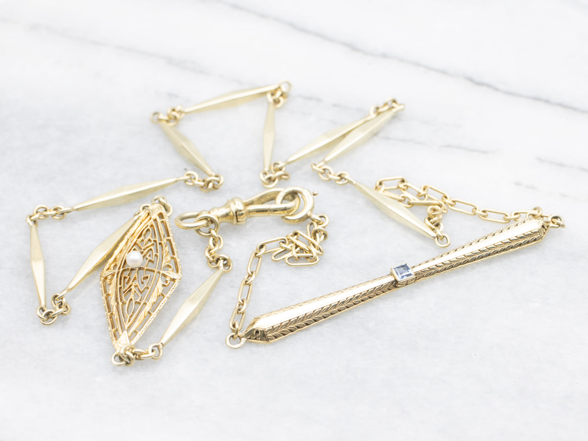 MSJ Mix Era Sapphire and Saltwater Pearl Conversion Charm Necklace