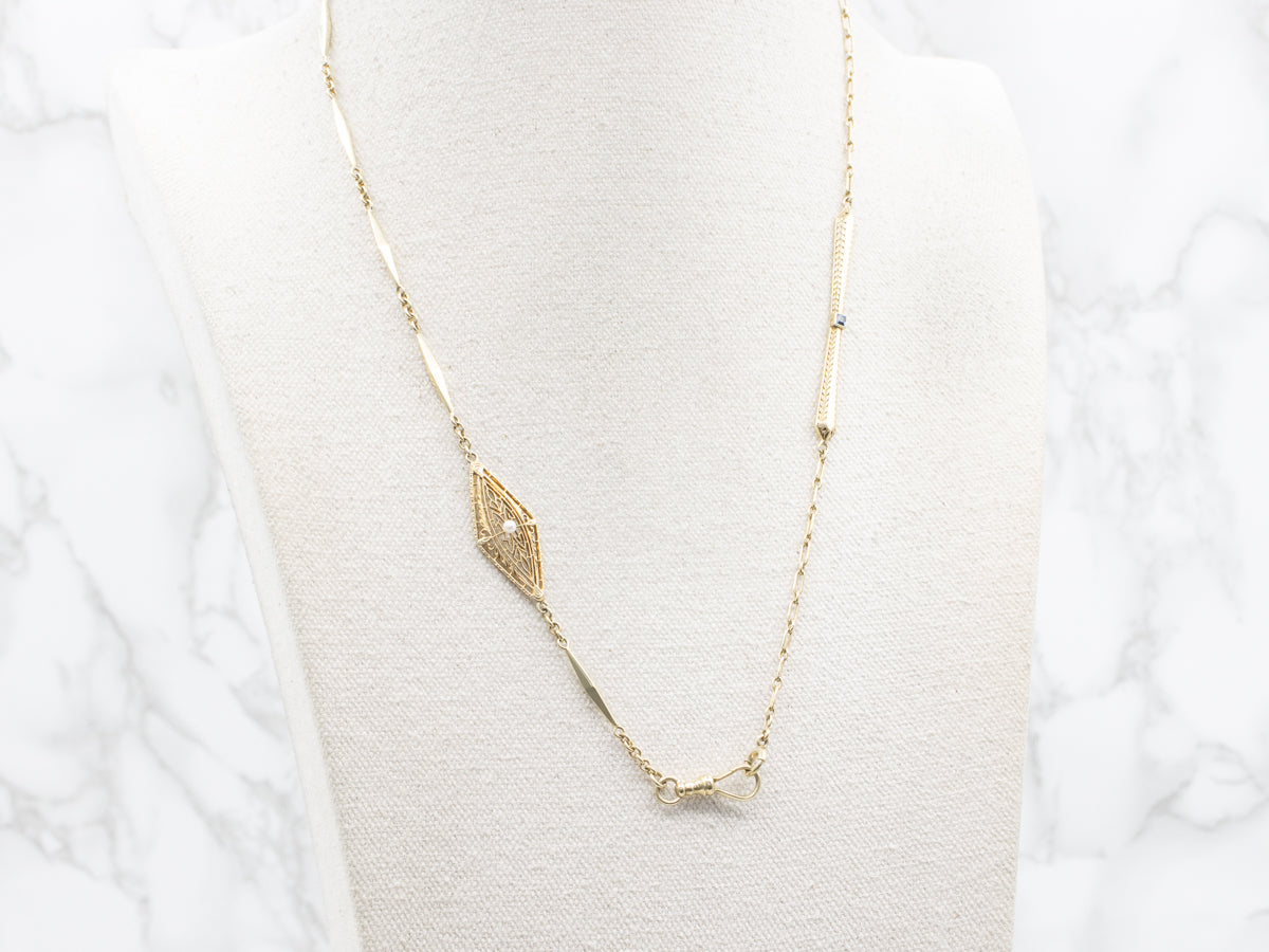 MSJ Mix Era Sapphire and Saltwater Pearl Conversion Charm Necklace