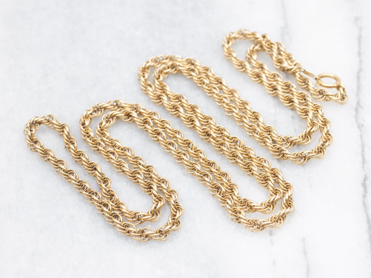 Long Vintage Gold Rope Twist Chain