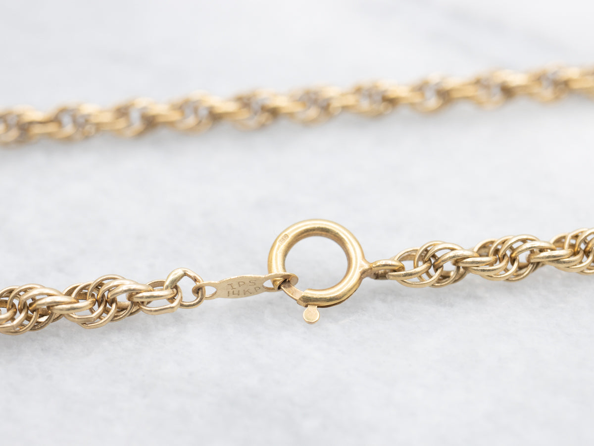 Long Vintage Gold Rope Twist Chain