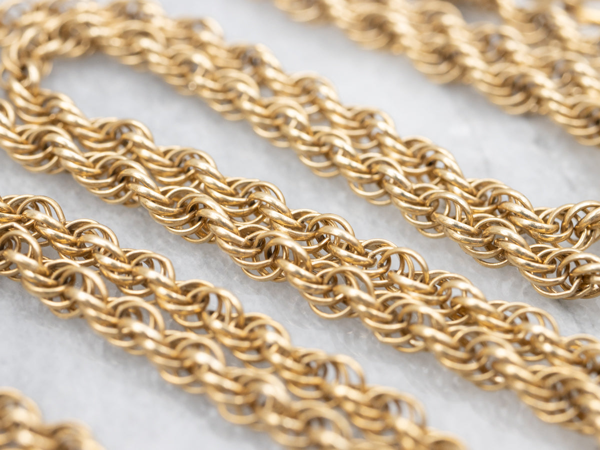 Long Vintage Gold Rope Twist Chain