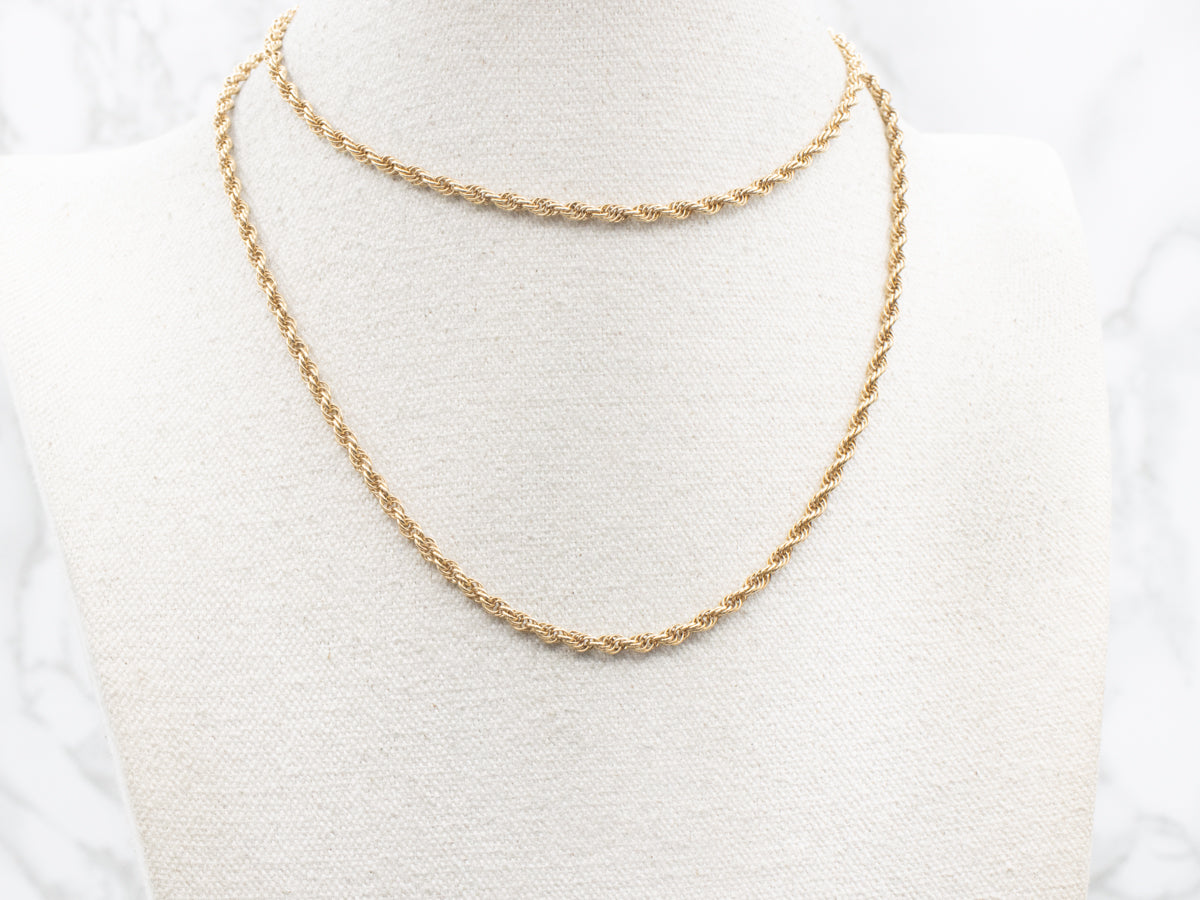 Long Vintage Gold Rope Twist Chain