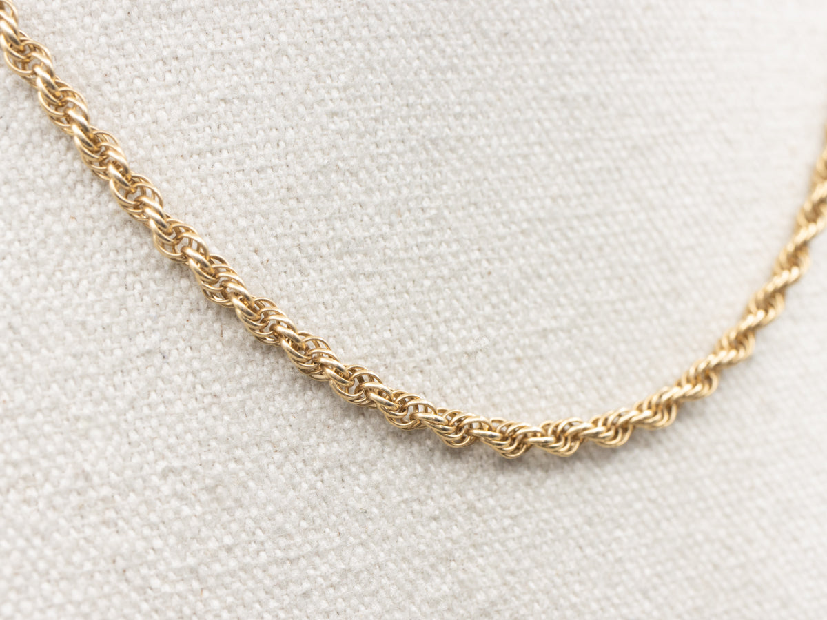 Long Vintage Gold Rope Twist Chain