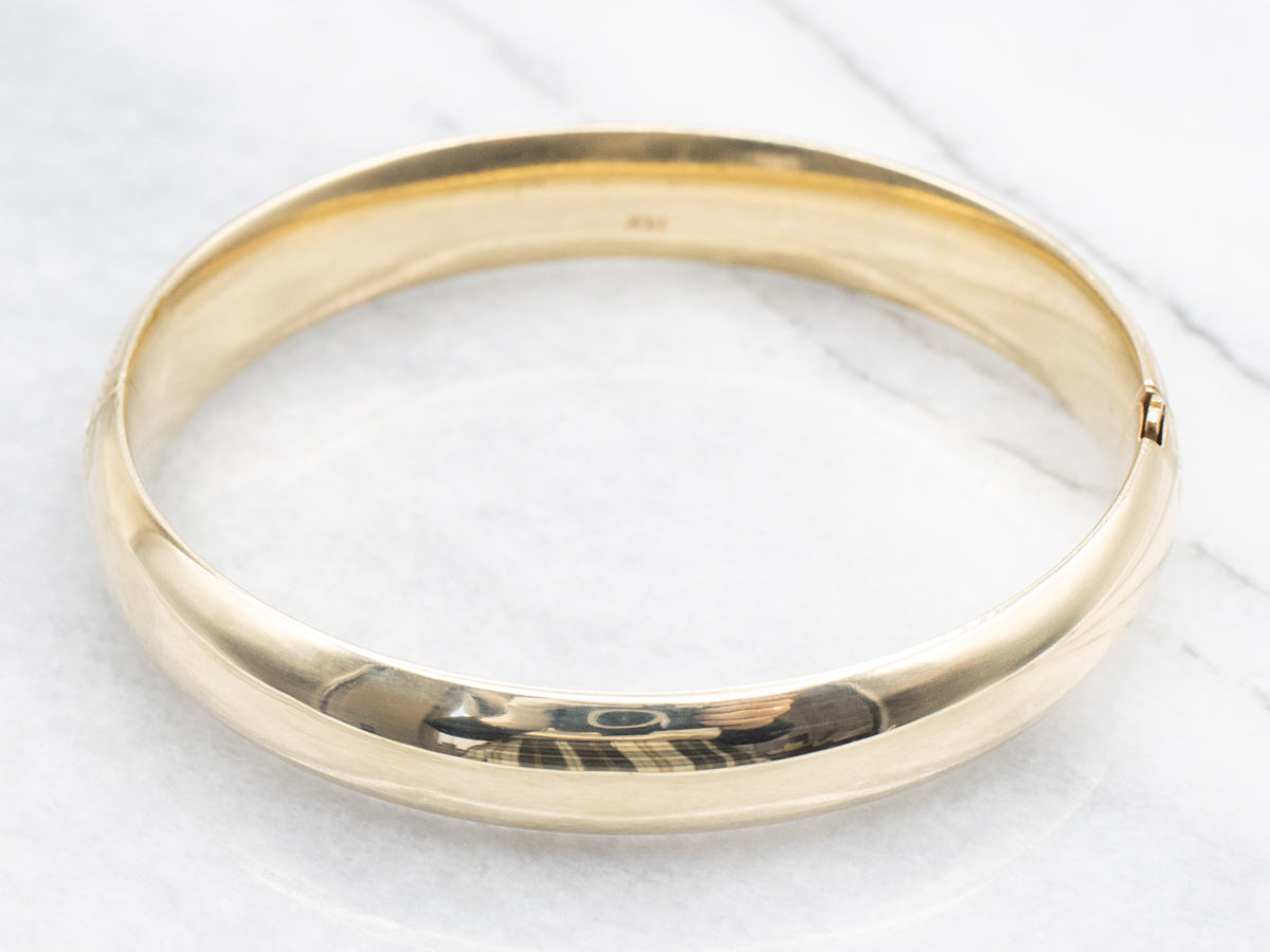 Vintage Gold Engraved Floral Bangle Bracelet