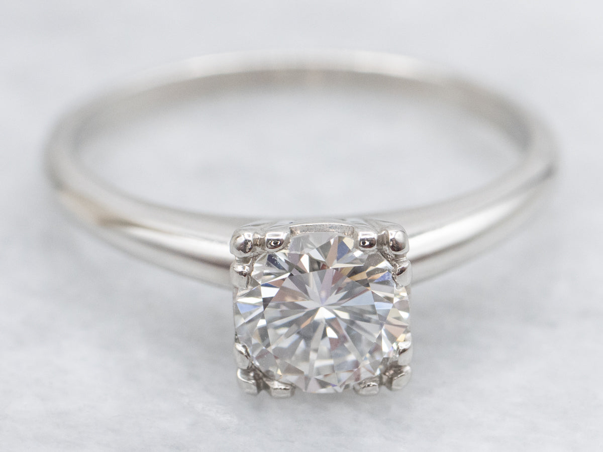 Platinum Round Brilliant Diamond Engagement Ring with Fishtail Prongs