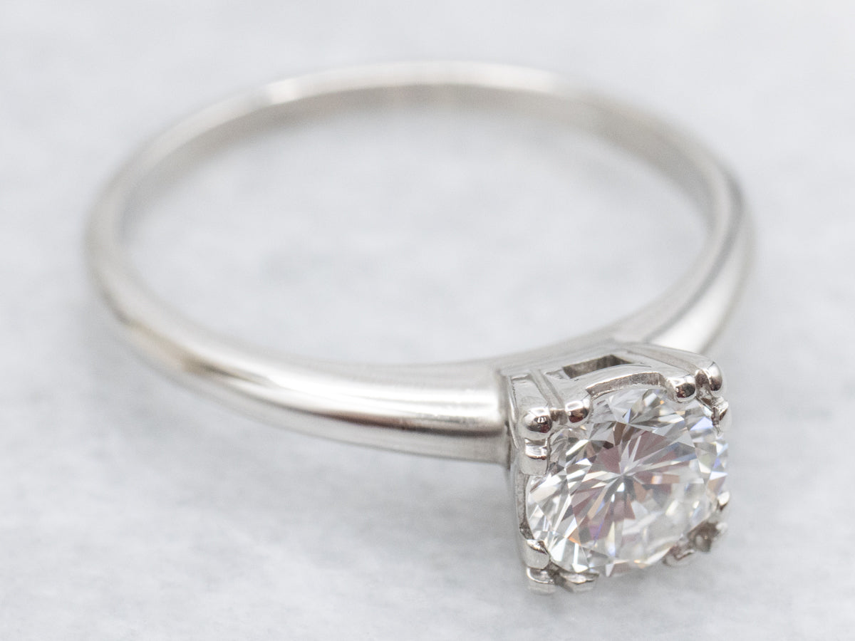 Platinum Round Brilliant Diamond Engagement Ring with Fishtail Prongs