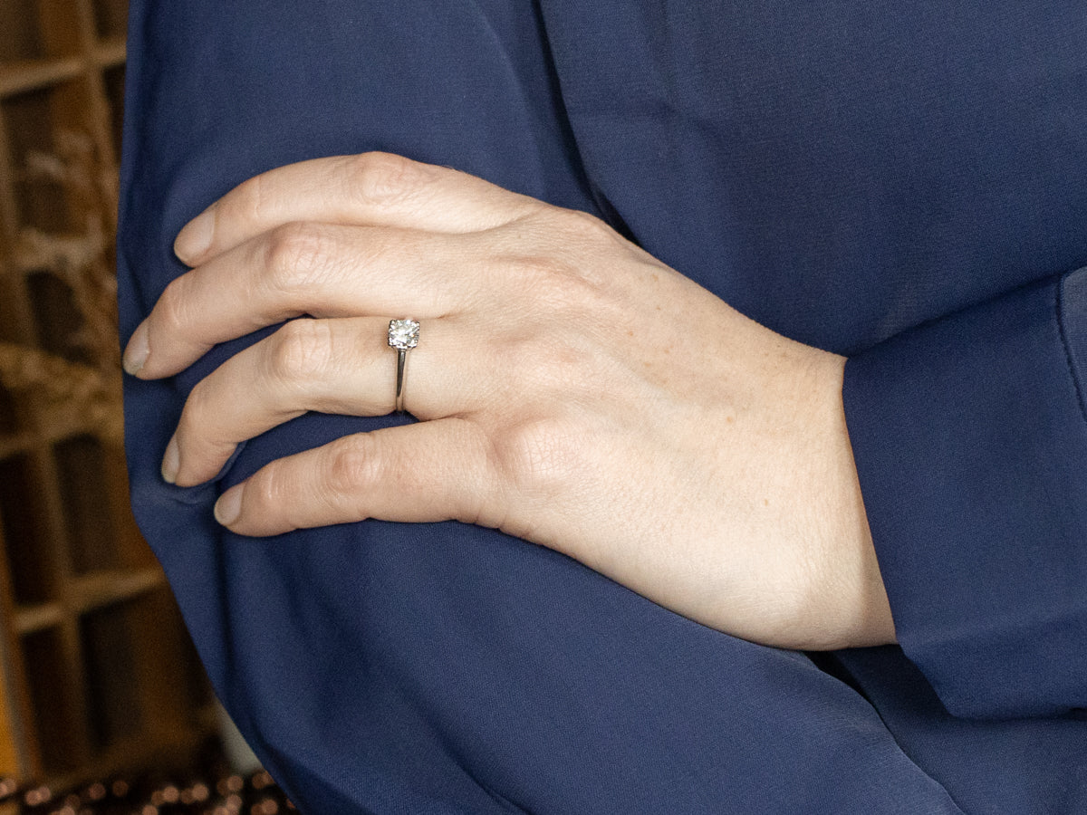 Platinum Round Brilliant Diamond Engagement Ring with Fishtail Prongs