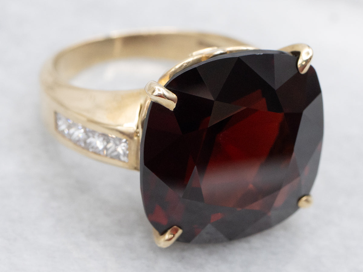 Yellow Gold Garnet and Diamond Cocktail Ring