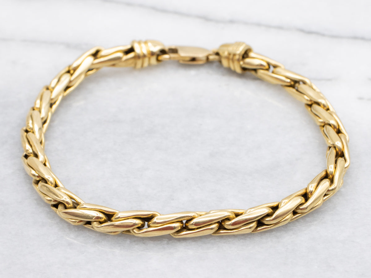 Heavy Wheat-Link Bracelet with Lobster Clasp