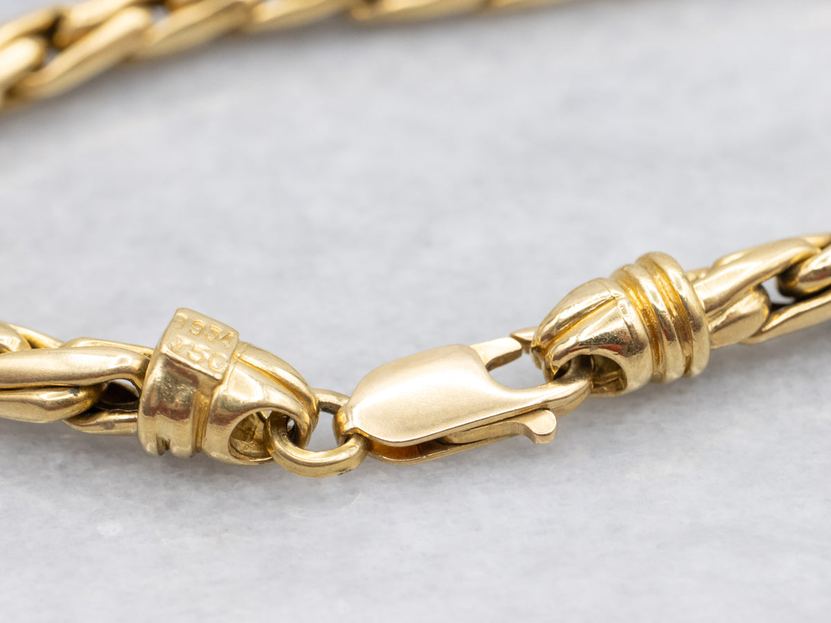 Heavy Wheat-Link Bracelet with Lobster Clasp