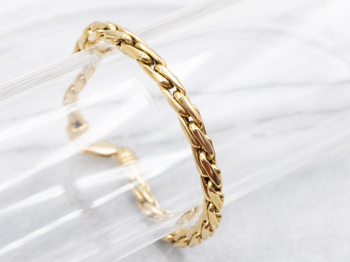 Heavy Wheat-Link Bracelet with Lobster Clasp