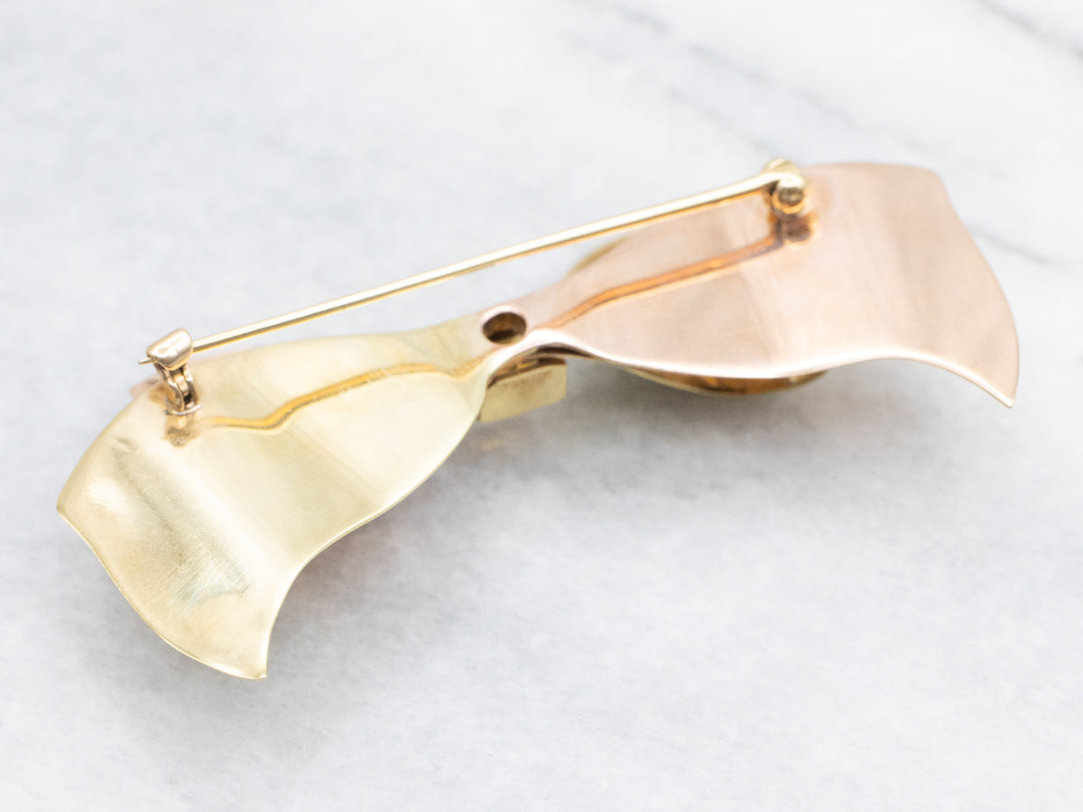 Tiffany & Co. Citrine Two Tone Gold Bow Brooch