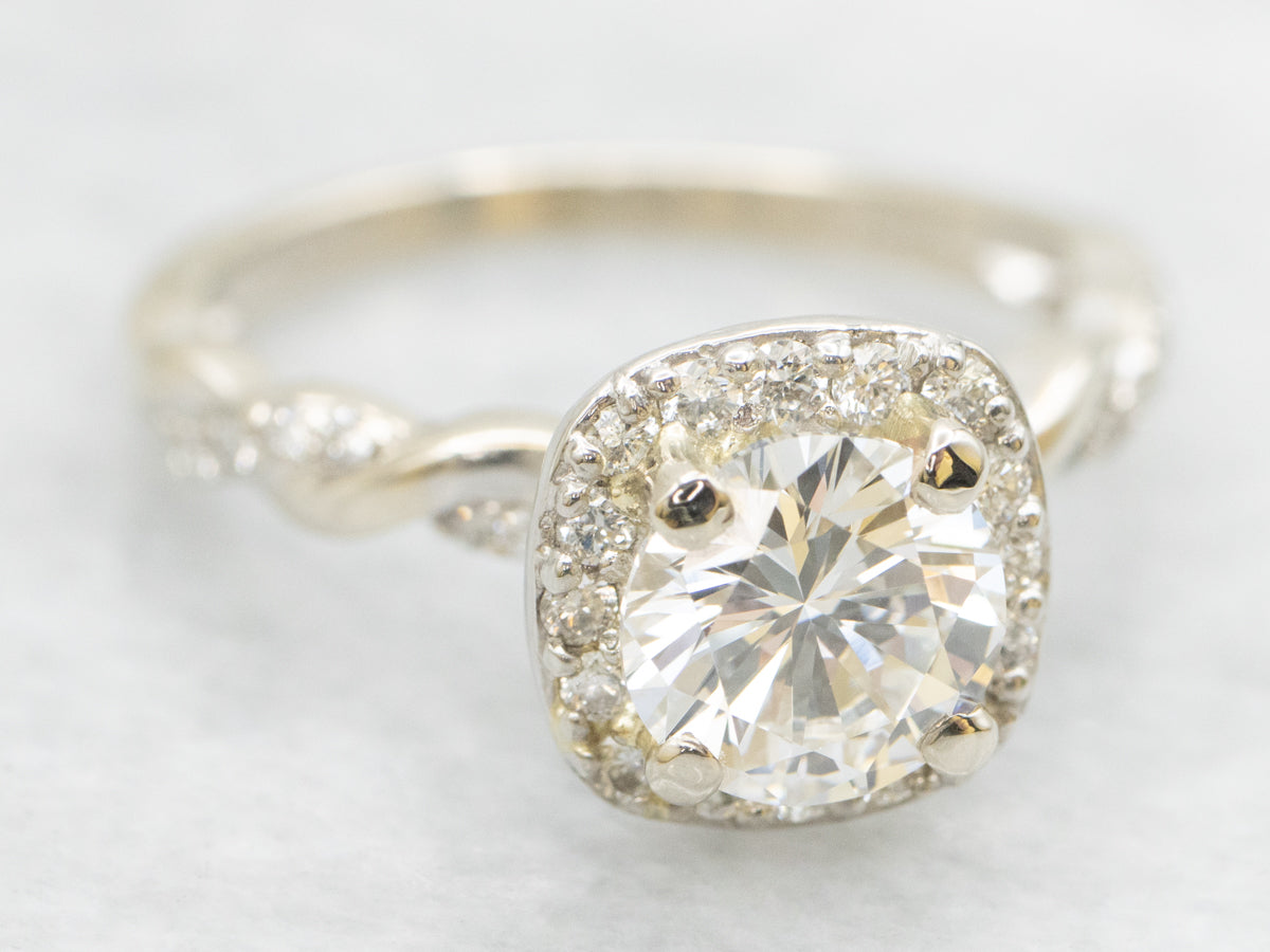 Modern Brilliant Diamond Halo Engagement Ring