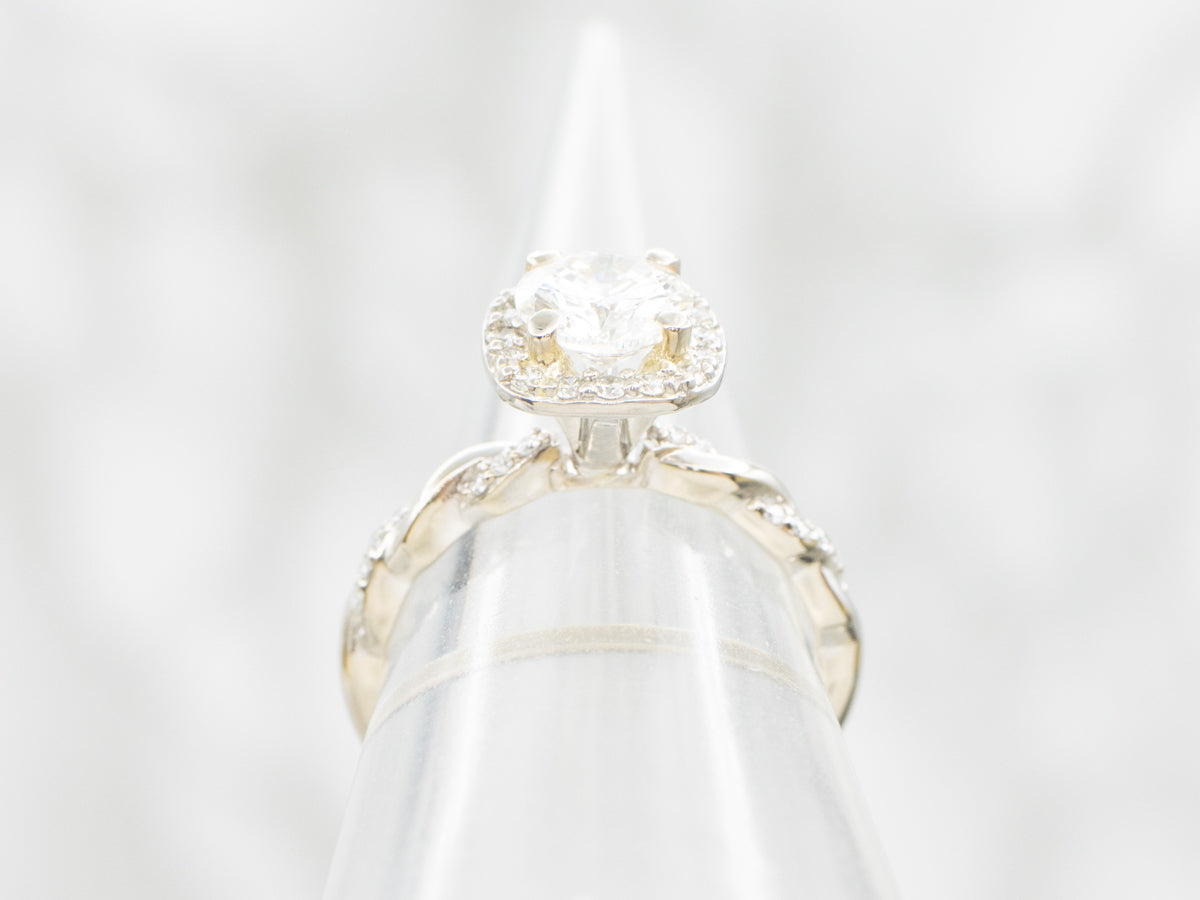 Modern Brilliant Diamond Halo Engagement Ring