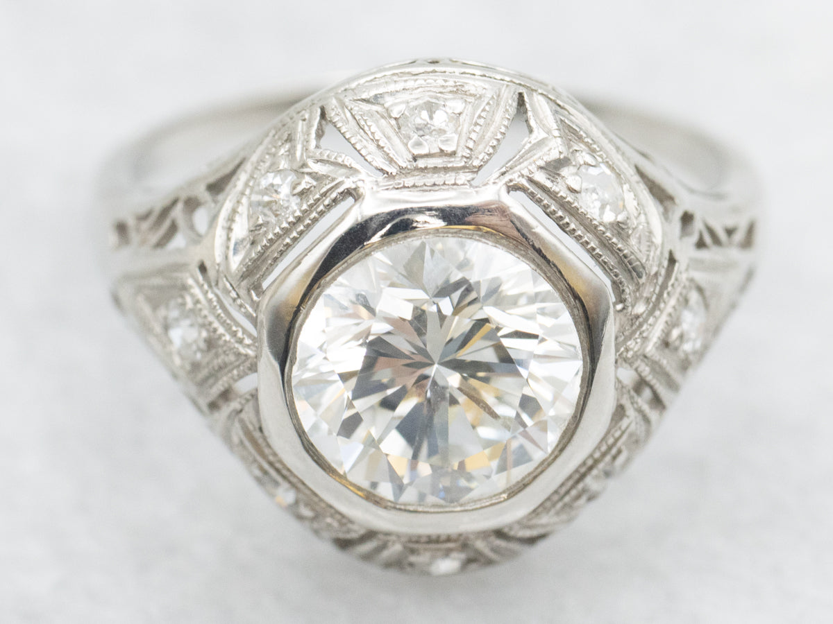 Antique Bezel-Set GIA Certified Diamond Engagement Ring