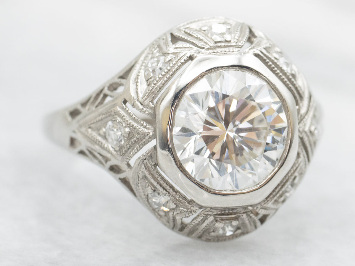 Antique Bezel-Set GIA Certified Diamond Engagement Ring