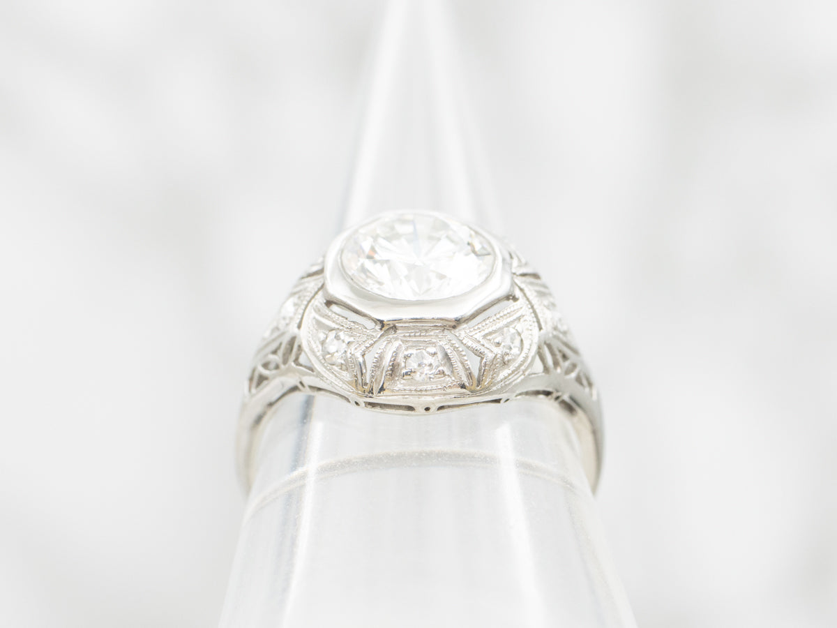 Antique Bezel-Set GIA Certified Diamond Engagement Ring