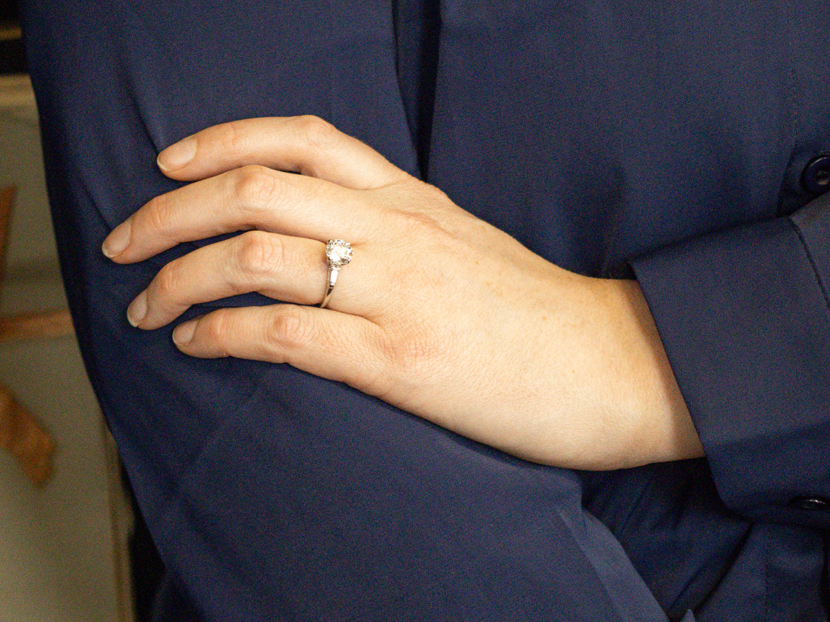 Large Retro GIA Certified Diamond Engagement Ring