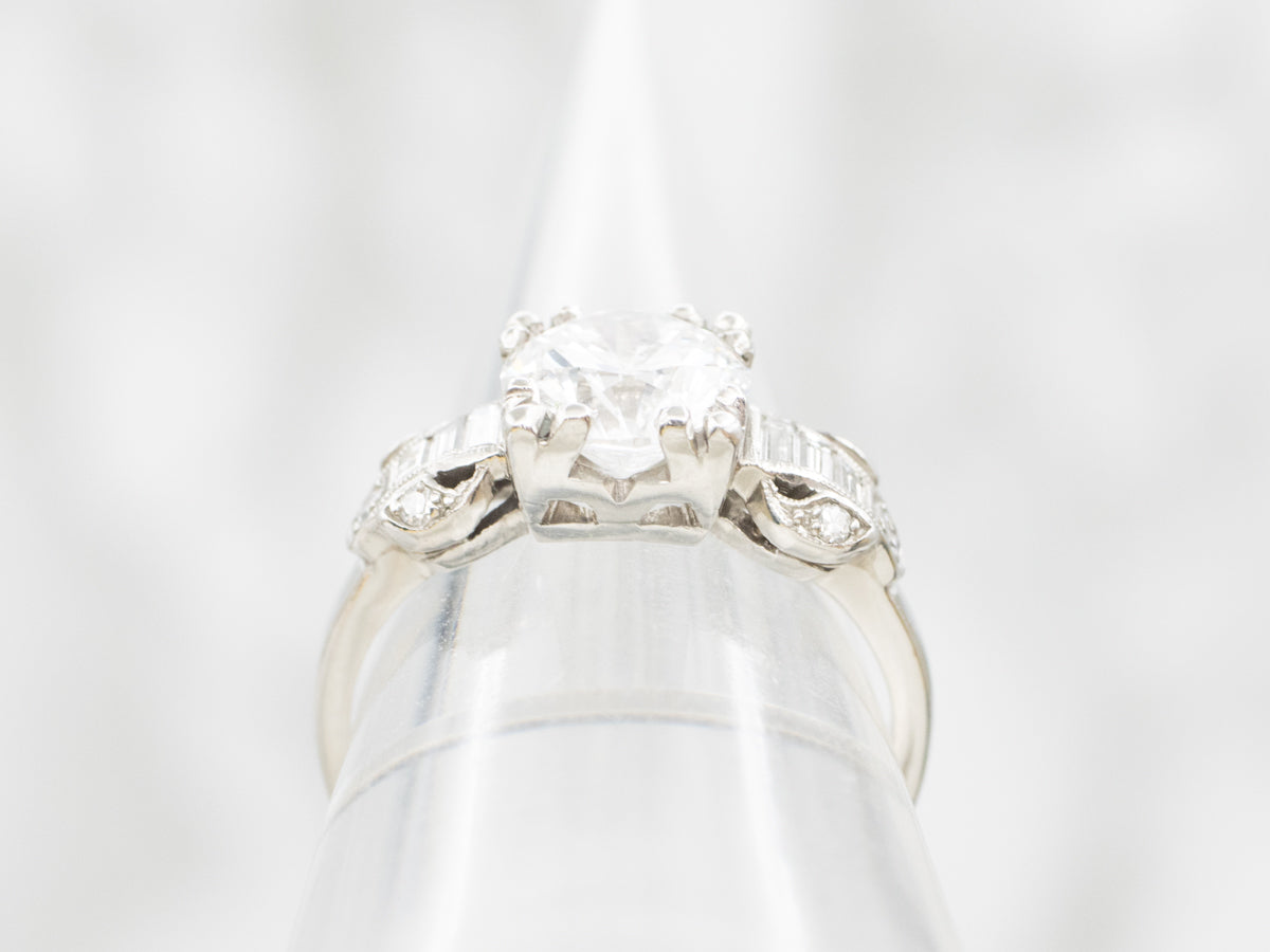 1950s Platinum and Diamond Encrusted Engagement Ring