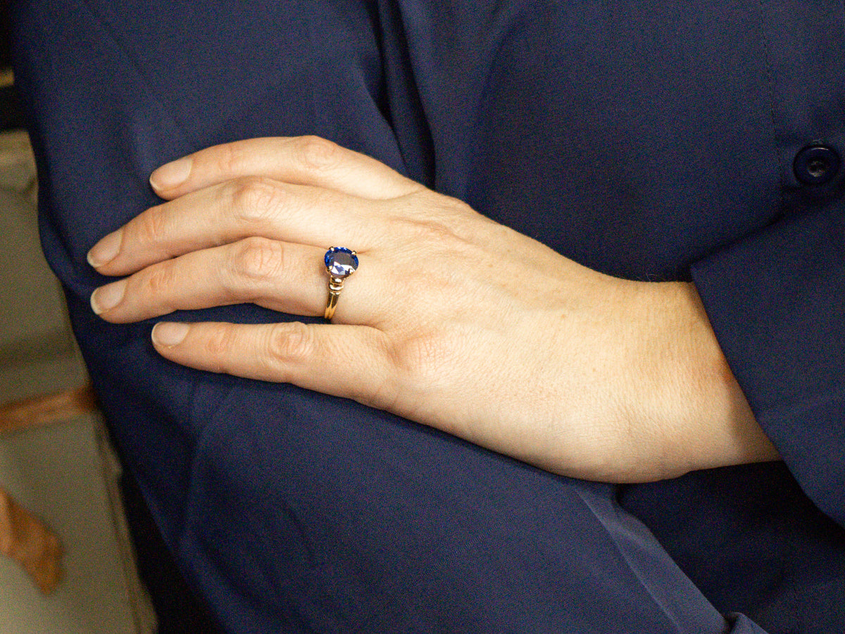 Vintage Yellow Gold Sapphire and Diamond Ring