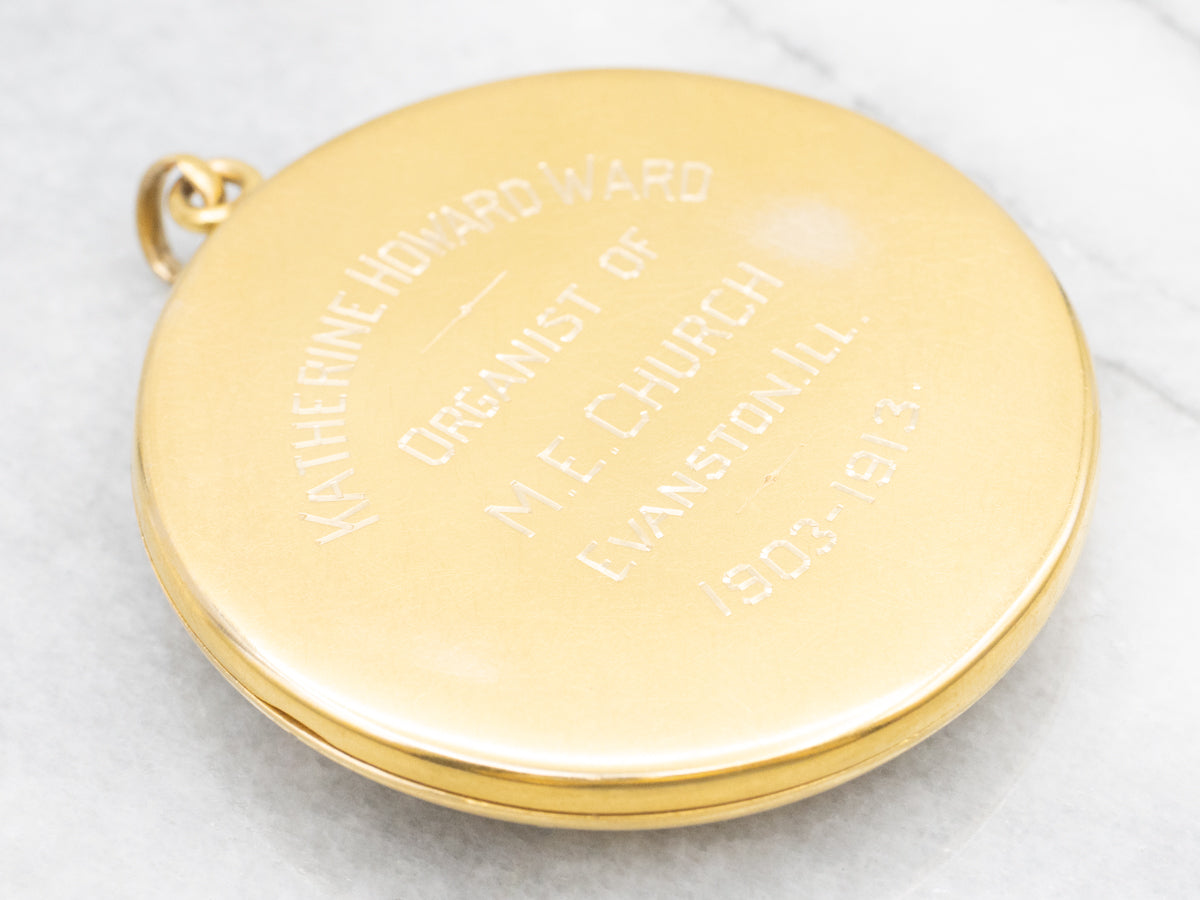 Bloomed Gold Diamond Daffodil Art Nouveau Locket