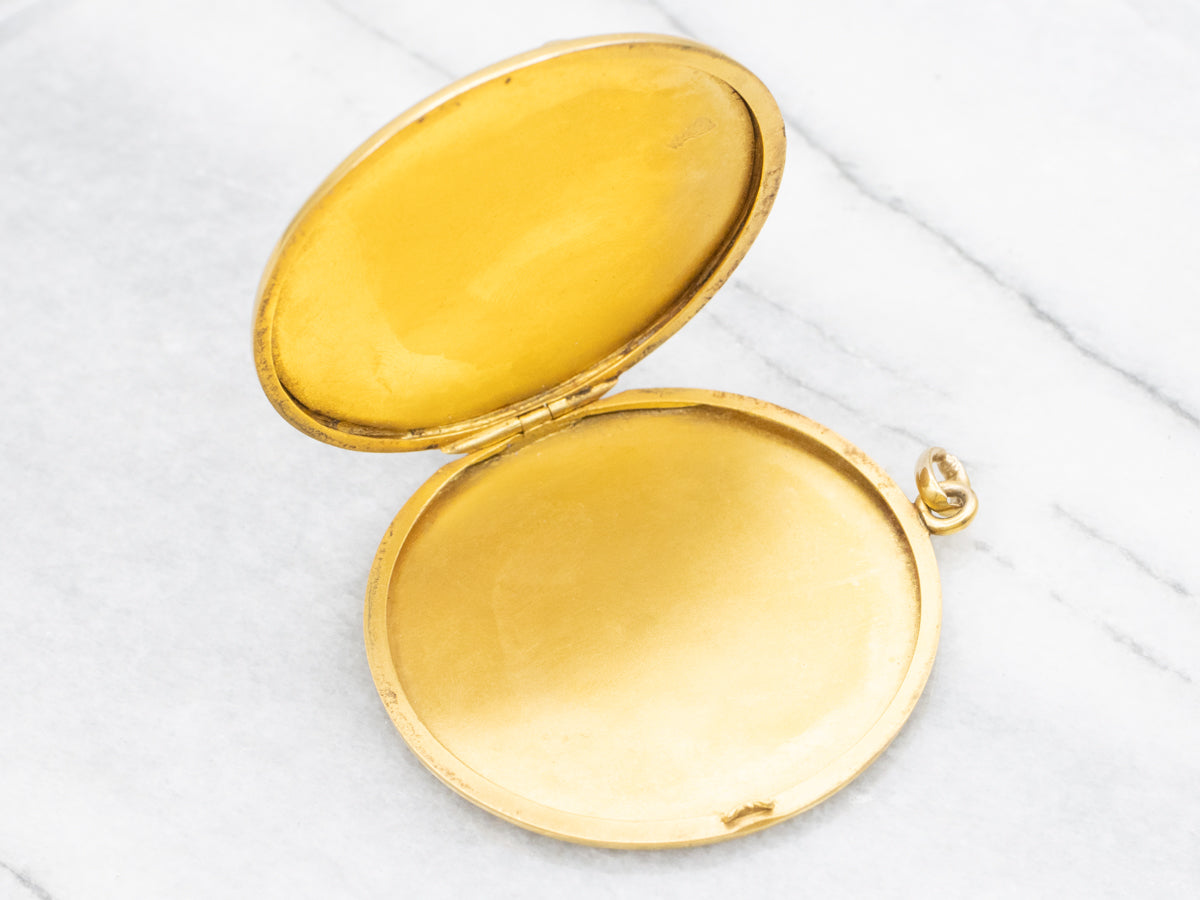 Bloomed Gold Diamond Daffodil Art Nouveau Locket