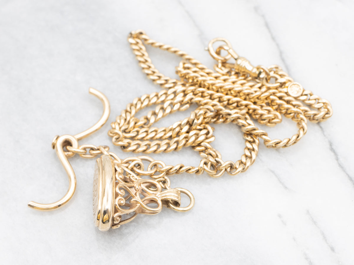 Antique Pocket Watch Chain with Monogrammed "WEF" Fob