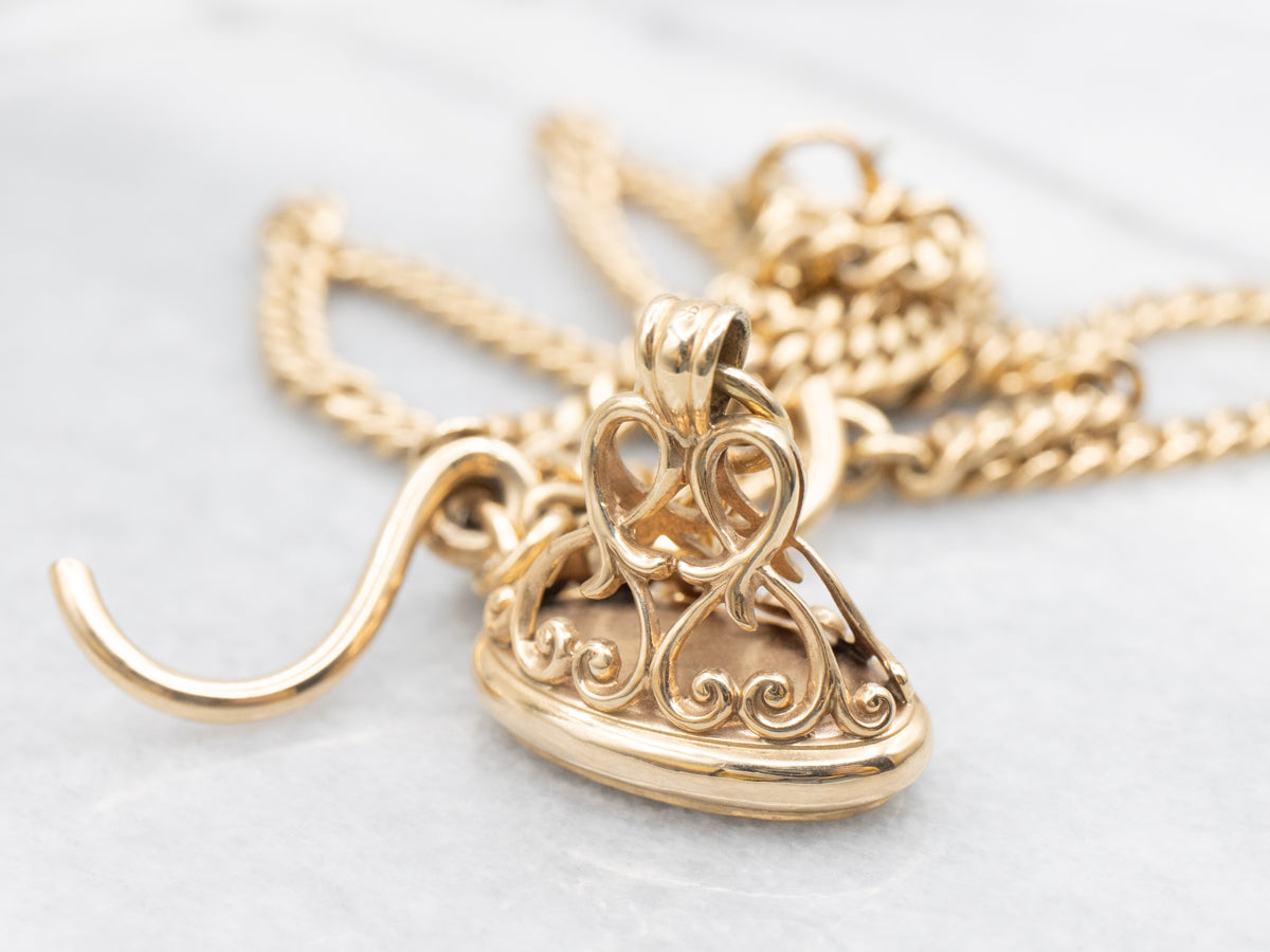 Antique Pocket Watch Chain with Monogrammed "WEF" Fob