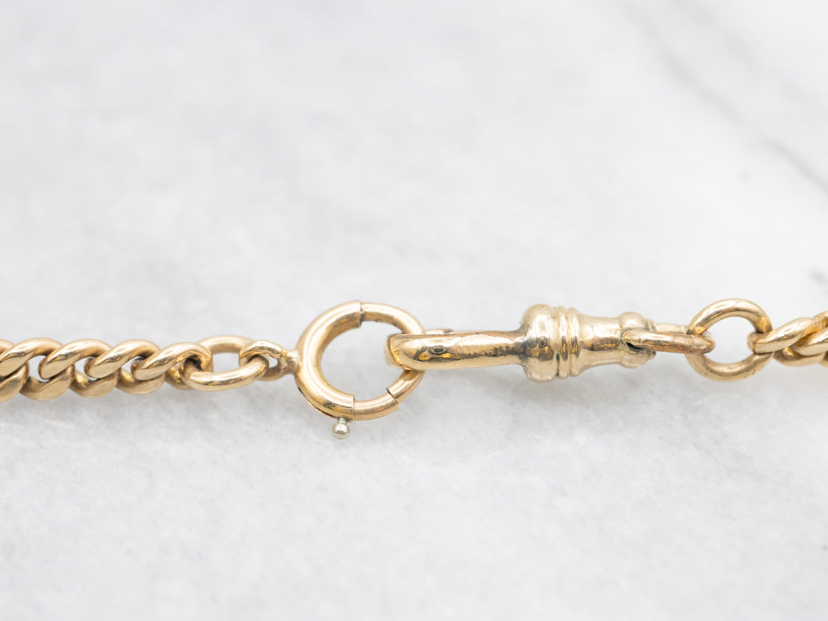 Antique Pocket Watch Chain with Monogrammed "WEF" Fob