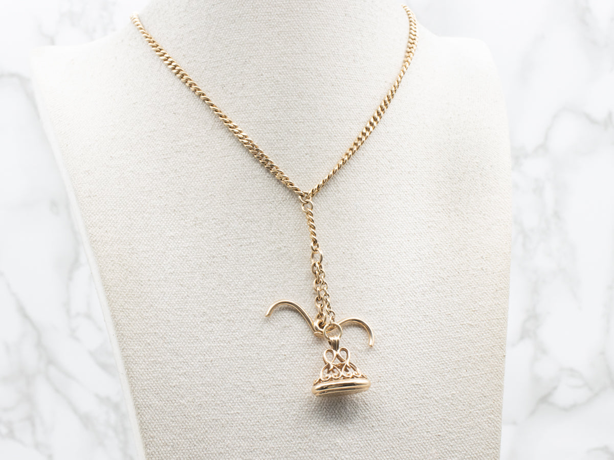 Antique Pocket Watch Chain with Monogrammed "WEF" Fob